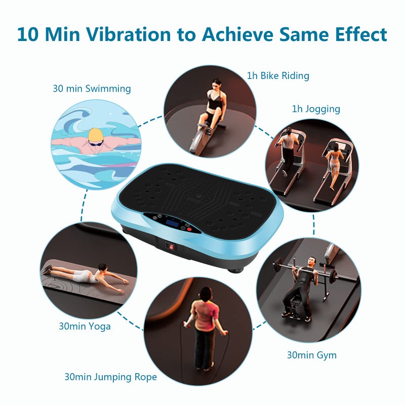 YOKELE Vibration Plate Exercise Machine - Whole Body Fitness Vibration Platform - Home Training Equipment for Recovery & Wellness & Weight Loss + Resistance Bands + Remote (Black) - Image 2