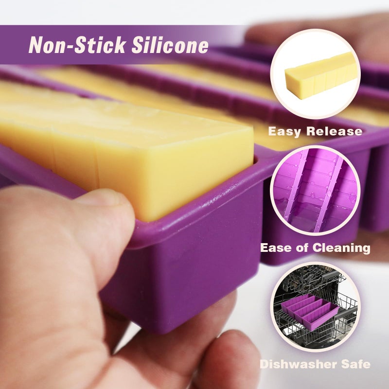 Ptalniy Silicone Butter Molds with Lid & Spatulas - Large Cavity, Non-Stick Homemade Butter Making Mold, Reusable & Easy to Clean, with Tablespoon Marking Lines, Purple - Image 5