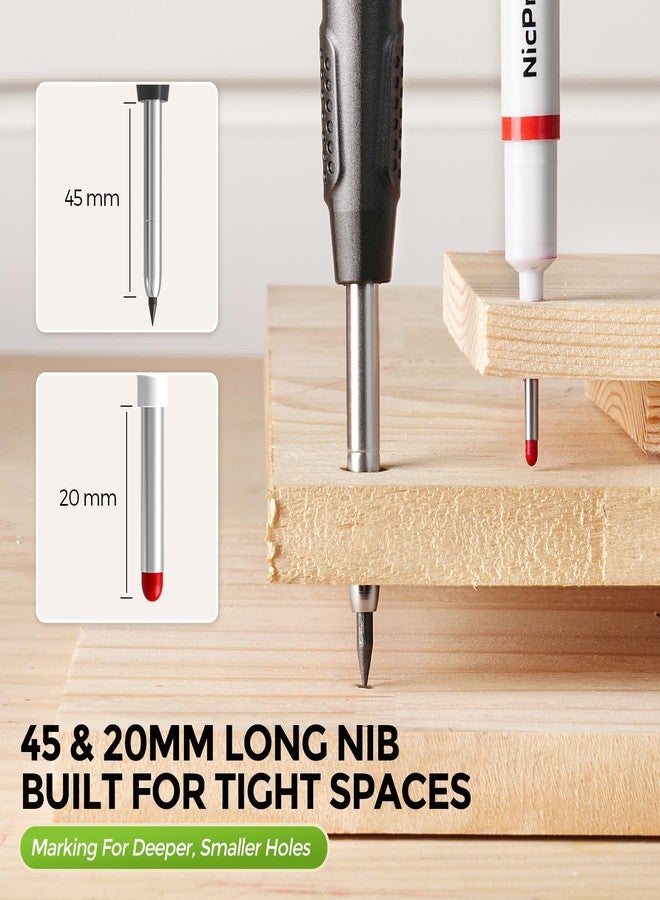 Nicpro Carpenter Pencil with Sharpener, CP3000 Construction Pencils with 6 Refills in a Lead Dispenser, Deep Hole Long Nib Marker Pens for Construction, Heavy Duty Carpenter Tools for Woodworking - Image 5
