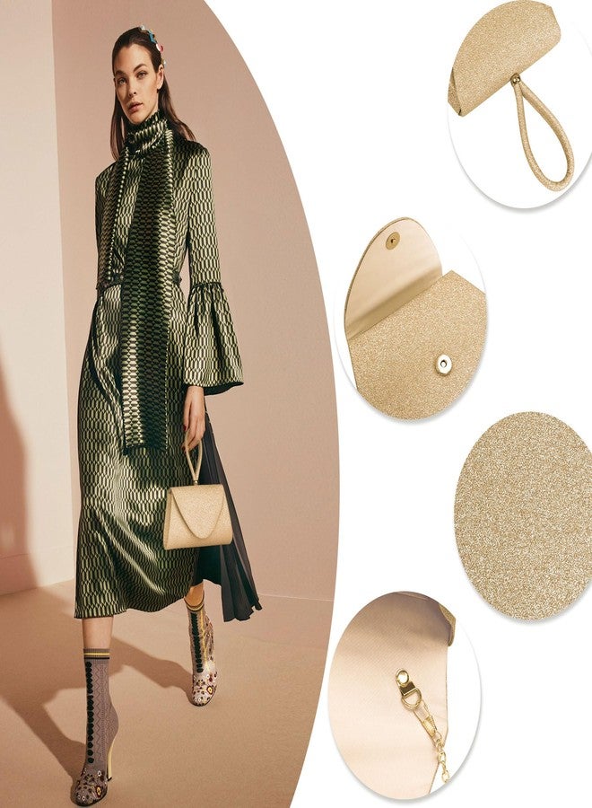 Larcenciel Women's Evening Handbags, Glitter Sequin Evening Purse w/Chain, Chic Top-Handle Ladies Clutch Shoulder Crossbody Wallet for Party Prom Wedding Cocktail Club Date Night,7.9x5.3x1.6in(Gold) - Image 3