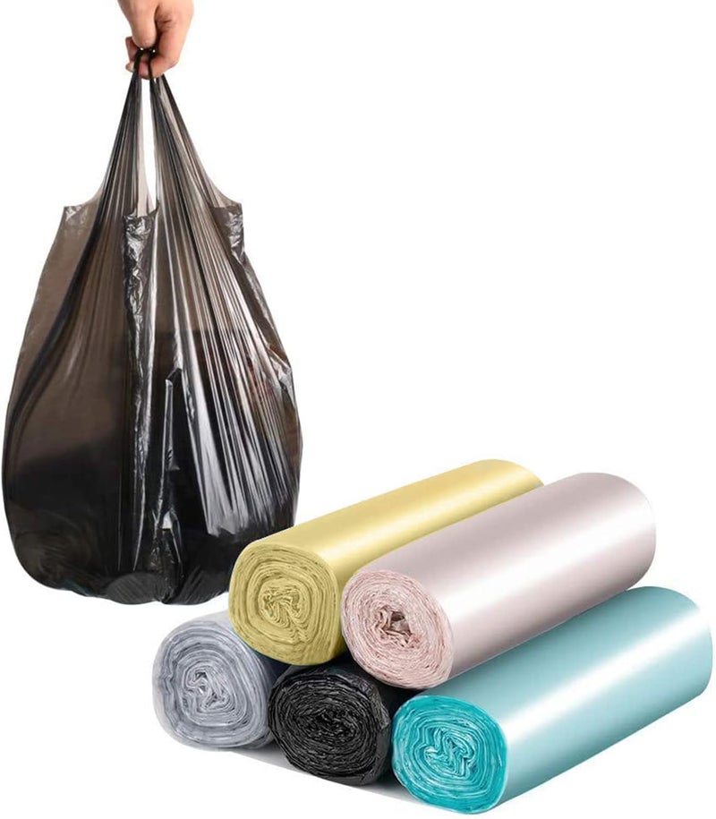 Maykela Garbage Bags Trash Bags 100 Pcs with Handle 5 Gallon Trash Plastic Bags[24.8 * 9.5 inch]for Home Kitchen Bedroom Office(Multi-color) Small - Image 1