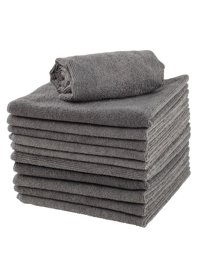 Restaurantware Clean Tek Professional 16 x 16 Inch Cleaning Cloths, 100 Lint Free Microfiber Towels - Highly Absorbent, Non Abrasive, Gray Microfiber Cleaning Rags, Reusable, For All Purpose Use - Image 1