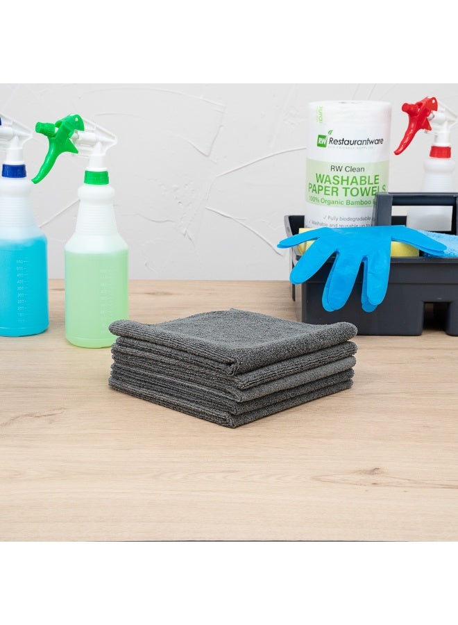 Restaurantware Clean Tek Professional 16 x 16 Inch Cleaning Cloths, 100 Lint Free Microfiber Towels - Highly Absorbent, Non Abrasive, Gray Microfiber Cleaning Rags, Reusable, For All Purpose Use - Image 3
