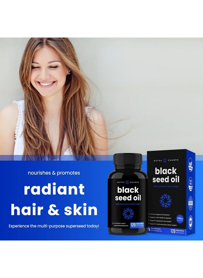 NutraChamps Organic Black Seed Oil Capsules ; 120 Vegan Softgel Black Cumin Seed Oil Capsules ; 1400Mg Per Serving Virgin Cold Pressed Nigella Sativa Oil Pills With Thymoquinone & Vitamin E Rich In Omega 3 6 9  - Image 4