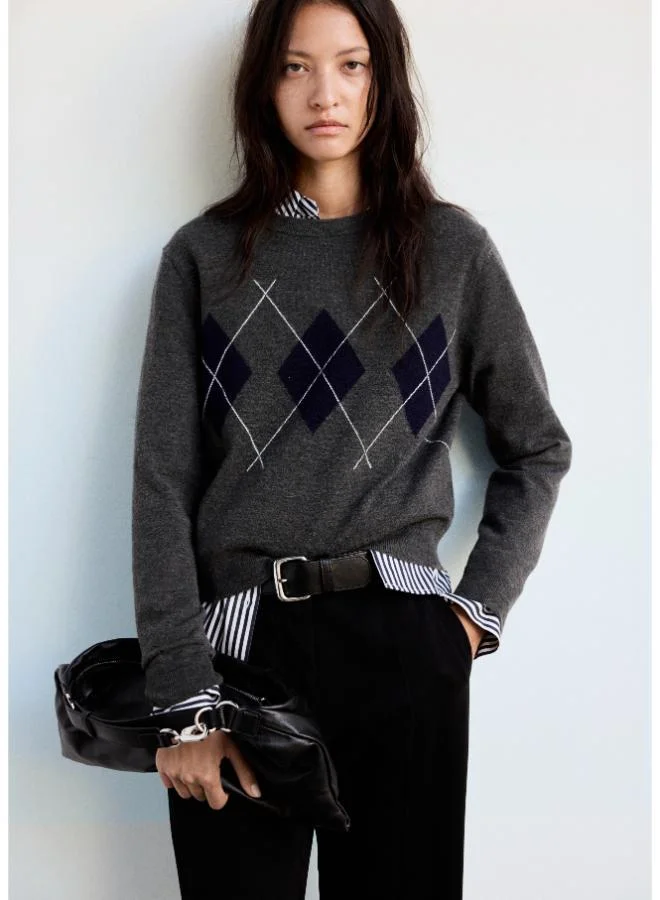 Mango Argyle knit sweater