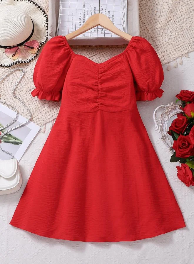 تايك تو فستان بطول الركبة وأكمام منفوخة للأطفال