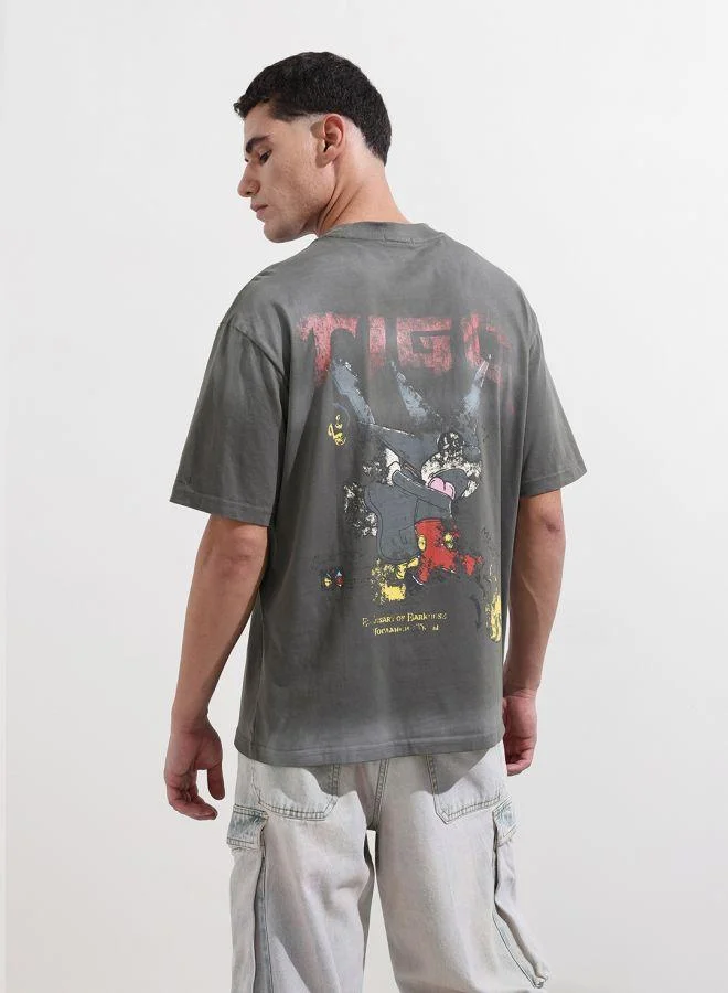 The Indian Garage Co Men Relaxed Fit Graphic Printed Crew Neck Half Sleeves T-Shirt