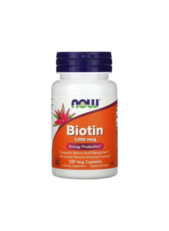 now Biotin 1000 mcg 100 Veg Capsules
