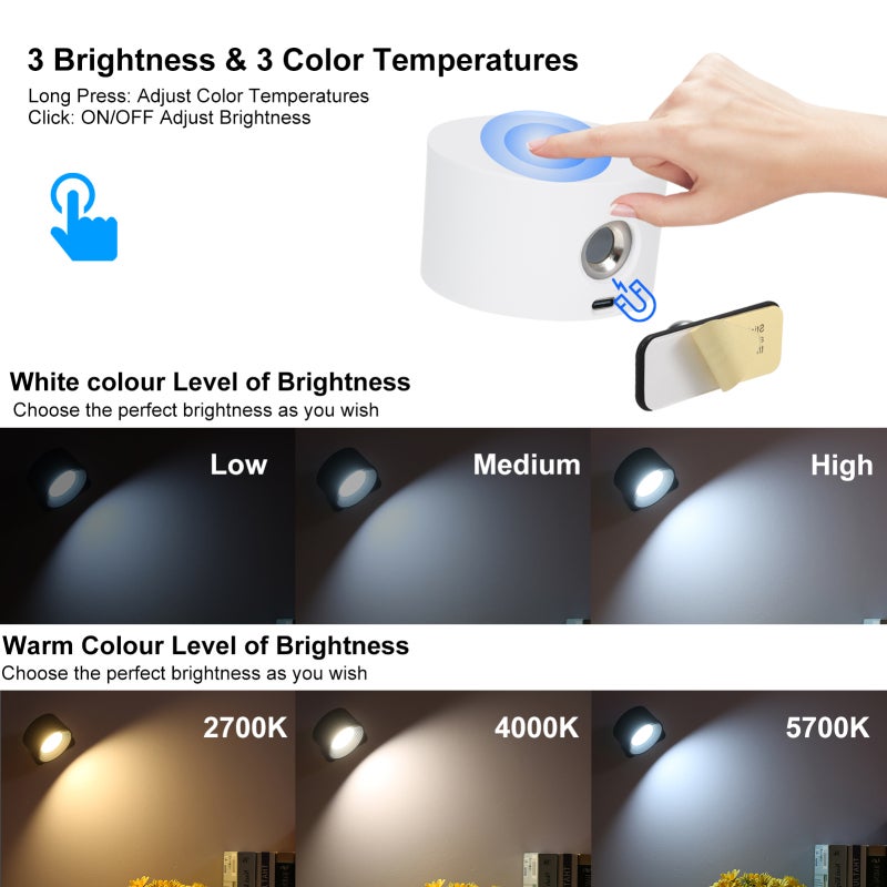 Neoglint 1pc 4.5W USB Cabinet Lamp Bedside book light Built-in 2000mAh High Capacity Rechargeabe Cell for Living Room Bedroom Cupboard Wardrobe - Image 3