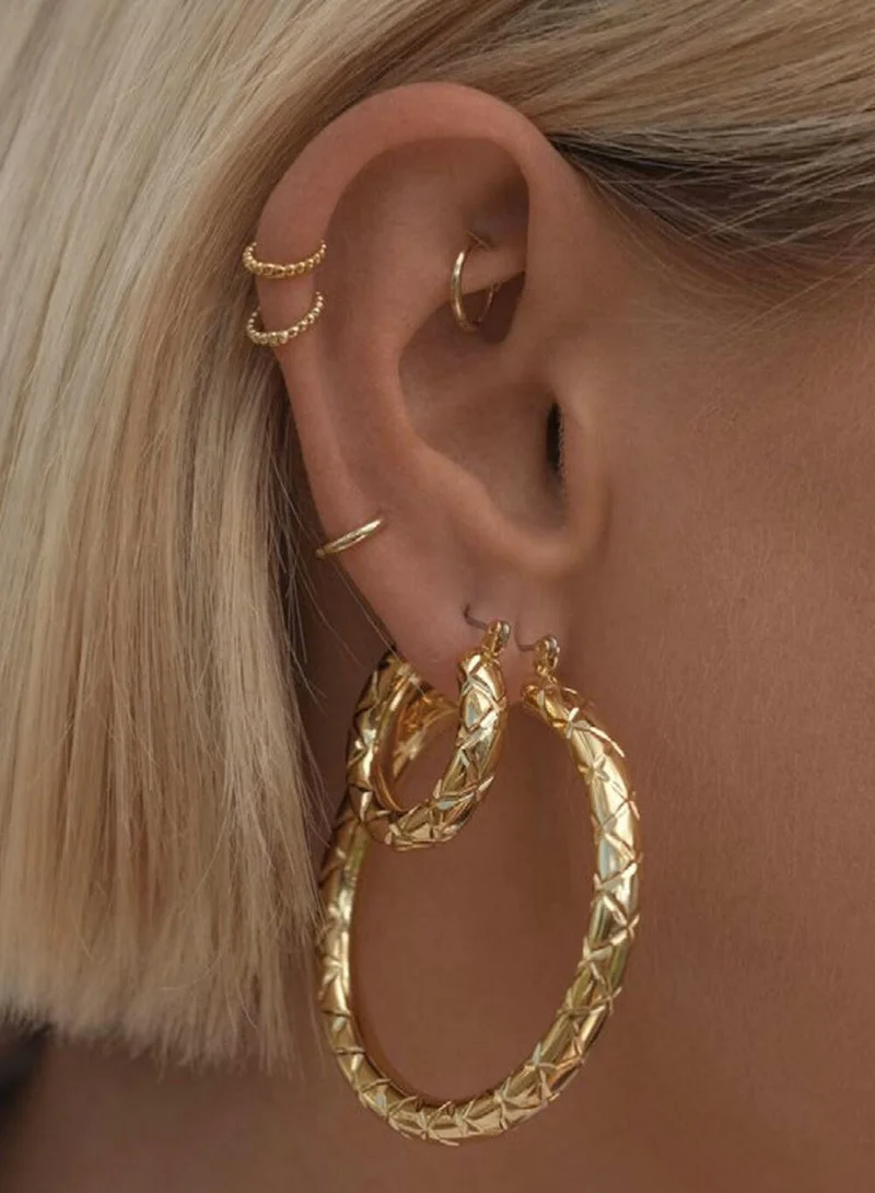 LUV AJ Quilted Baby Amalfi Hoops Earrings - Gold