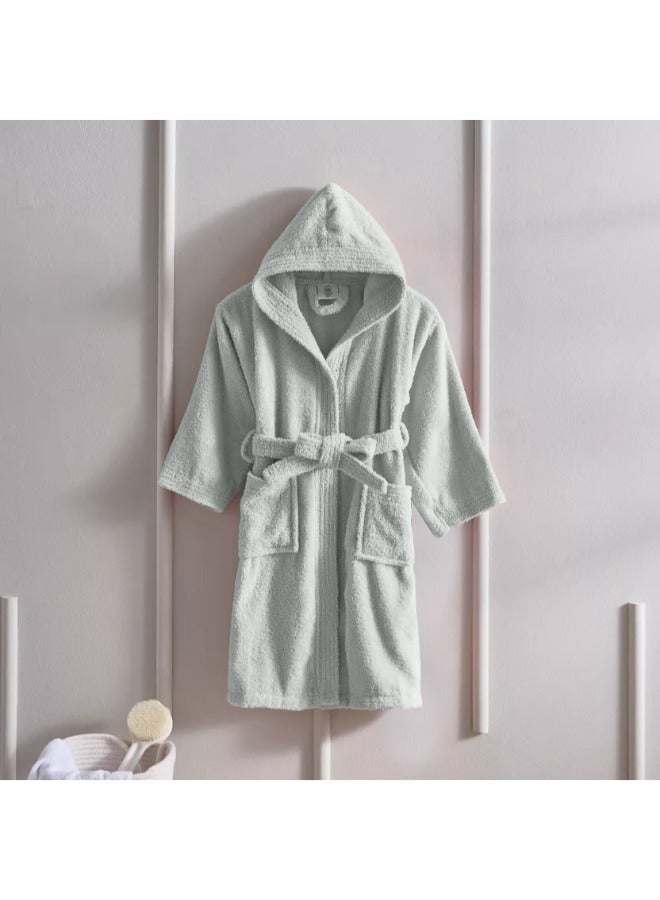 BYFT Daffodil (Grey) Premium 6 Year Kids Hooded Bathrobe (108x104 Cm) Terry Cotton, Highly Absorbent and Quick dry, Hotel and Spa Quality Bathrobe for Boy and Girl-400 Gsm - Image 1