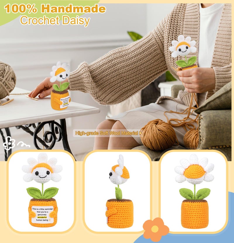 Sizobi Positive Crochet Coworkers Gifts, Handmade Emotional Support Flowers Plants Inspirational Birthday for Best Friend,Teacher, Sister, Mom, Appreciation Thank You Gift for Women,Men - Image 4