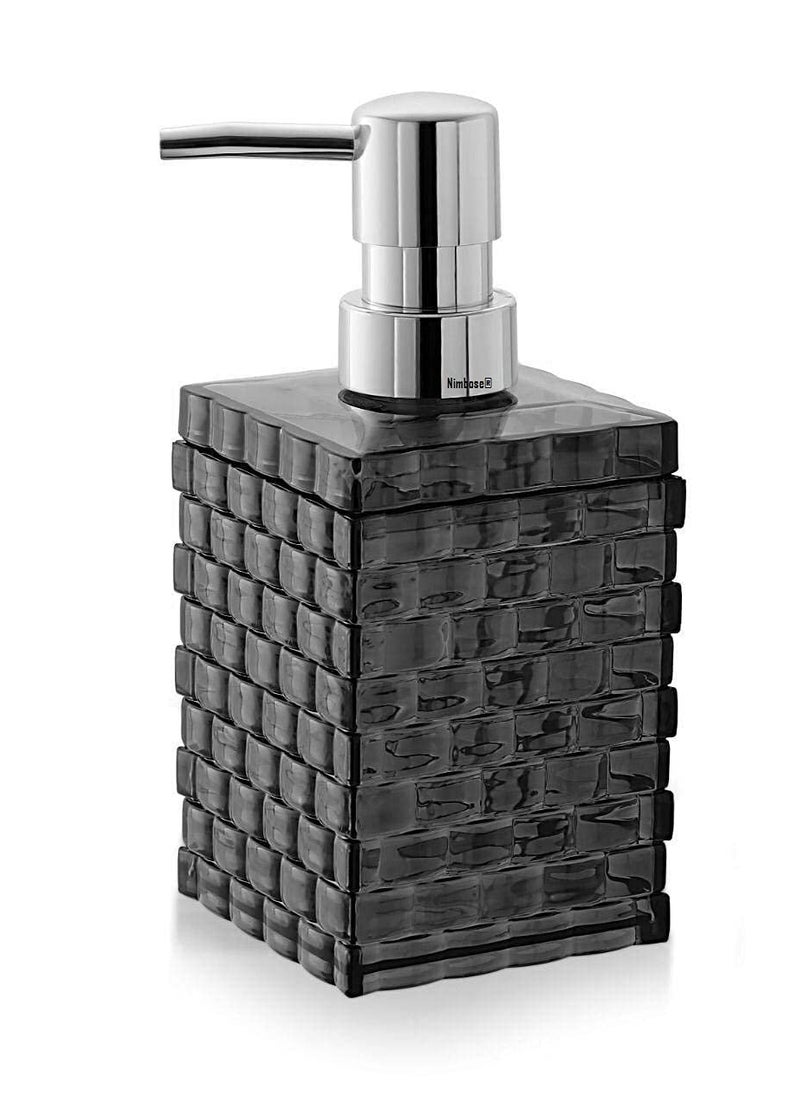 HOUSE HATCH HOUSE HATCH Acrylic Cuboid Shaped Bathroom Set 3pc Liquid Soap Dispenser Brush Toothpaste Holder Soap Dish Holder Ideal for Room Bathroom Luxury Hotel Bathroom Black  - Image 3