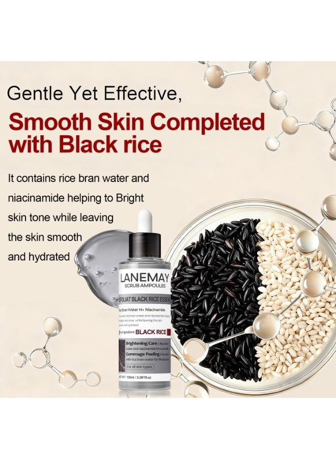 LANEMAY Peel Shot Glow Black Rice Peeling Ampoule with Rice Extract & AHA BHA, Gentle Exfoliating Serum for Dead Skin Cells, Niacinamide & Hyaluronic Acid, it can be used on the face, back, shoulders, and chest. Korean skincare, 3.38 fl  oz. - Image 2