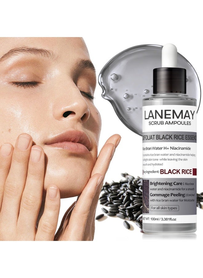 LANEMAY Peel Shot Glow Black Rice Peeling Ampoule with Rice Extract & AHA BHA, Gentle Exfoliating Serum for Dead Skin Cells, Niacinamide & Hyaluronic Acid, it can be used on the face, back, shoulders, and chest. Korean skincare, 3.38 fl  oz. - Image 1