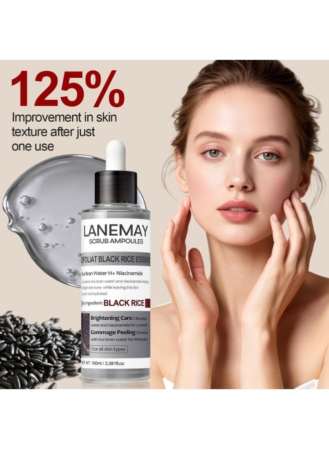 LANEMAY Peel Shot Glow Black Rice Peeling Ampoule with Rice Extract & AHA BHA, Gentle Exfoliating Serum for Dead Skin Cells, Niacinamide & Hyaluronic Acid, it can be used on the face, back, shoulders, and chest. Korean skincare, 3.38 fl  oz. - Image 5
