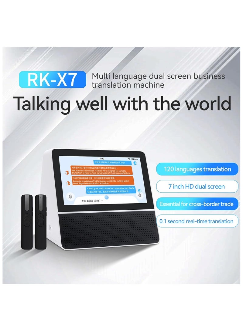 ANKOVO Language Translator Device, 7 Inch Double Screen Translator, 120 Languages Instant Translation, AI Automatic Meeting Record, for Travel Business Meeting Presentation - Image 2
