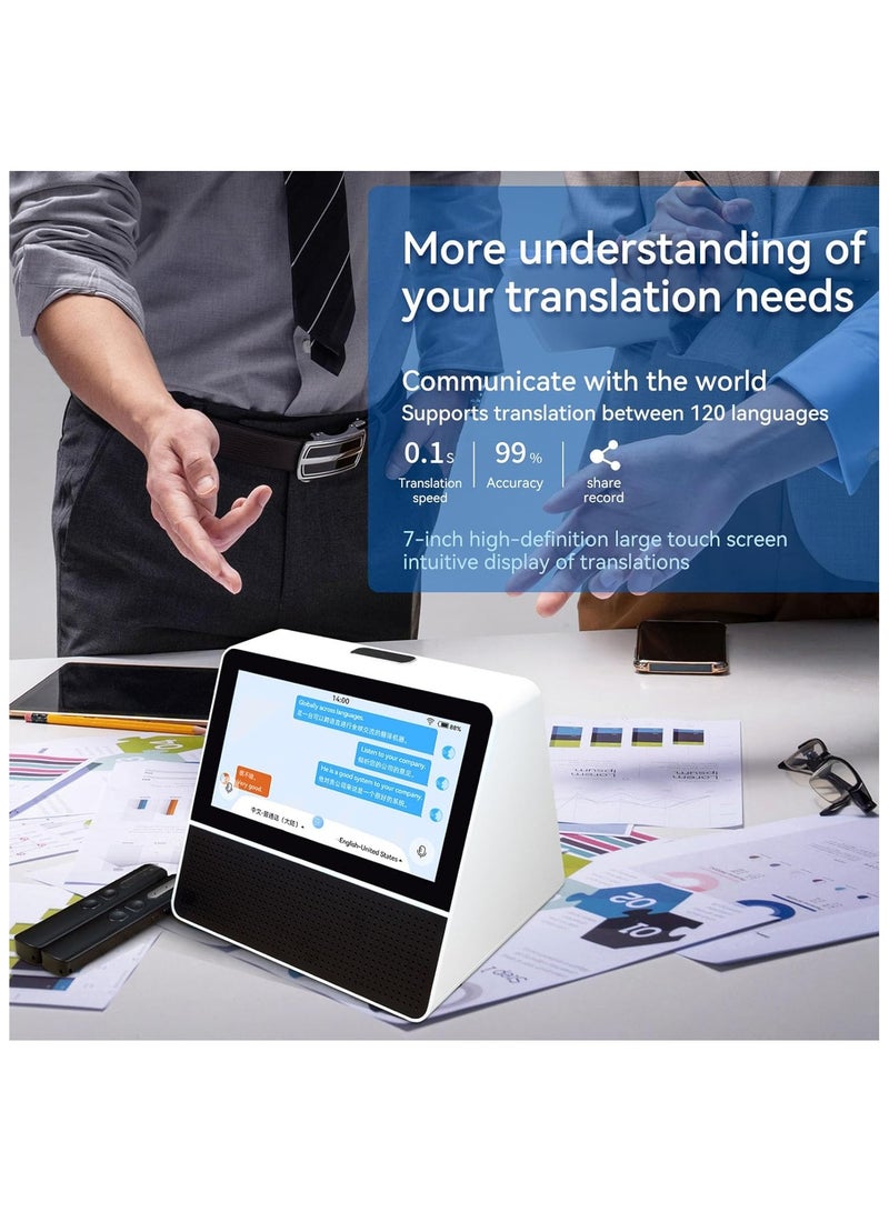 ANKOVO Language Translator Device, 7 Inch Double Screen Translator, 120 Languages Instant Translation, AI Automatic Meeting Record, for Travel Business Meeting Presentation - Image 3