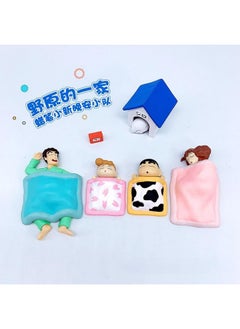 Blue Aura Blue Aura Shinchan Action Figure Mini Size Set of 5 Toy Size - 3.5-8CM Shinchan Himawari Family PVC Multicolour | Shinchan Sleeping  - Image 5
