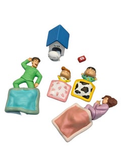Blue Aura Blue Aura Shinchan Action Figure Mini Size Set of 5 Toy Size - 3.5-8CM Shinchan Himawari Family PVC Multicolour | Shinchan Sleeping  - Image 1