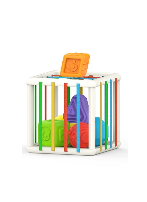 Baby Puzzle Rainbow Sesele Enlightenment Exercise Finger Grasp Push Push Music Shape Cognition Early Education Baby Toy-Color:Square Cessele