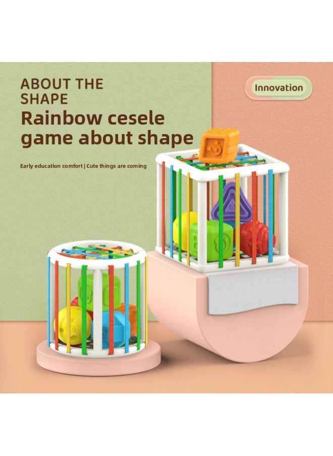 Generic - Baby Puzzle Rainbow Sesele Enlightenment Exercise Finger Grasp Push Push Music Shape Cognition Early Education Baby Toy-Color:Square Cessele - Image 1