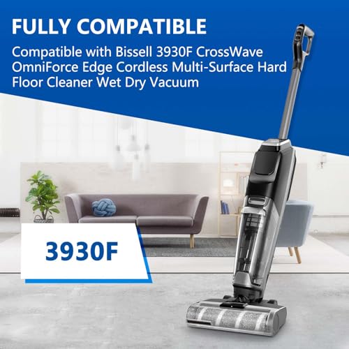 keluke 6 Pack Roller Brush Vacuum Filters Replacement Kit Compatible with Bissell 3930F CrossWave OmniForce Edge Cordless Multi-Surface Hard Floor Wet Dry Vacuum,3 Brush Roll,3 HEPA Filter - Image 2