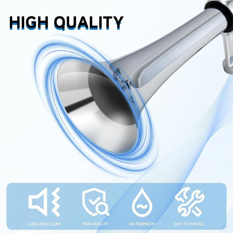 AOLIHAN طقم بوق القطار العالي من AOLIHAN - 150DB 12V بوق أحادي من الزنك المطلي بالكروم مع ضاغط - Image 5