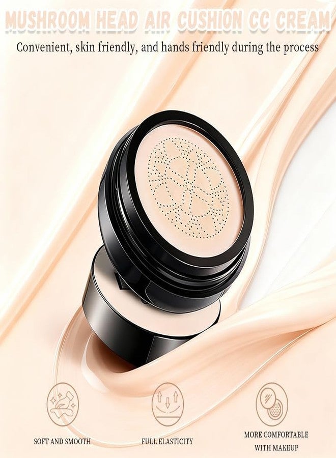 Aiwejay Foundation for Mature Skin - Warm Tone CC Air Cushion Foundation, Full Coverage Long-Lasting BB Cream with Mushroom Applicator, Natural Radiant Finish - Image 2