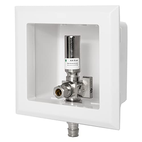 EFIELD Pex Dishwasher Outlet Box 12Inch Pex F1960 Expansion Fitting Connection with Installed 14Turn Ball Valve White Copper Hammer ArrestorDW008 - Image 1