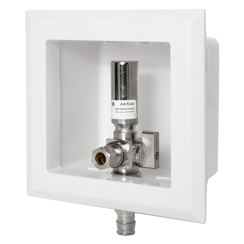 EFIELD Pex Dishwasher Outlet Box 12Inch Pex F1960 Expansion Fitting Connection with Installed 14Turn Ball Valve White Copper Hammer ArrestorDW008 - Image 2