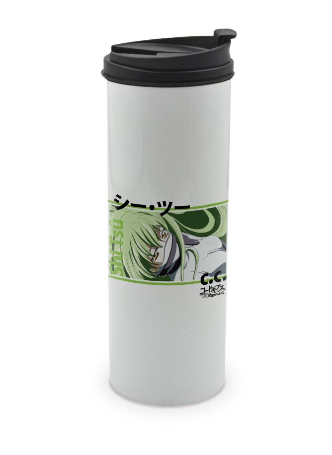 LIT - Code Geass White Tumbler for Hot Drinks Code Geass White Tumbler Shī Tsū Travel Coffee Tumbler C.C. Healer-Lelouch of the Rebellion - Image 1