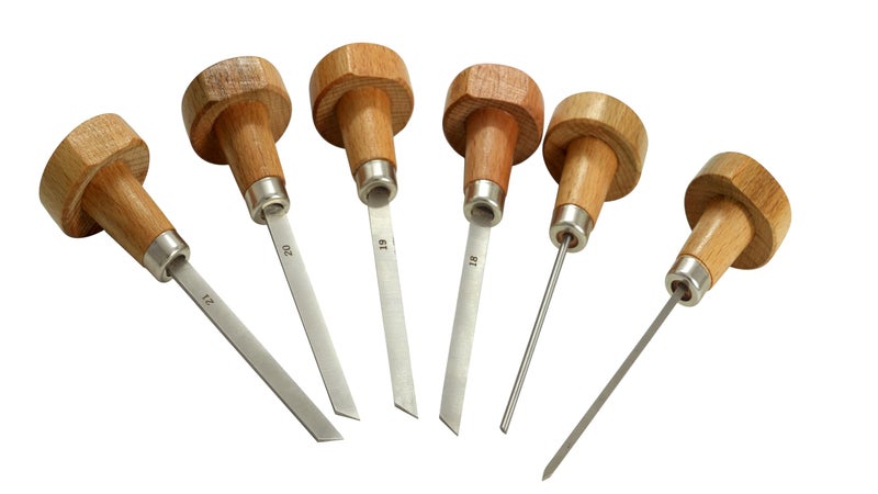 TAURISH High Speed Steel 6pcs Stone Setting Graver Set (Engraving Tool Set) Flat Gravers, Onglette Gravers, Round Graver, Knife Graver - Image 1