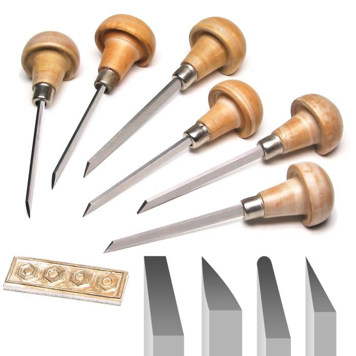TAURISH High Speed Steel 6pcs Stone Setting Graver Set (Engraving Tool Set) Flat Gravers, Onglette Gravers, Round Graver, Knife Graver - Image 2