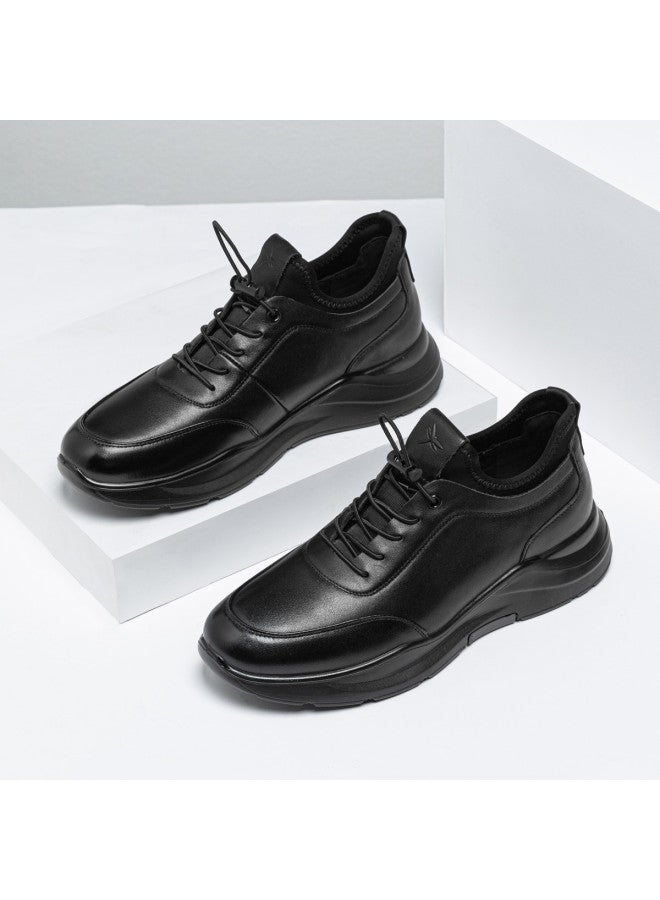 RED DRAGONFLY أحذية رجالية كاجوال من الجلد للخريف والشتاء، أحذية مريحة ذات نعل سميك وأشرطة مرنة للتنقل والقيادة وممارسة الرياضة - Image 2