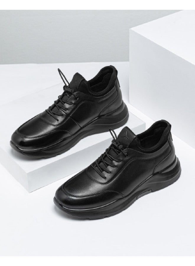 RED DRAGONFLY أحذية رجالية كاجوال من الجلد للخريف والشتاء، أحذية مريحة ذات نعل سميك وأشرطة مرنة للتنقل والقيادة وممارسة الرياضة - Image 1