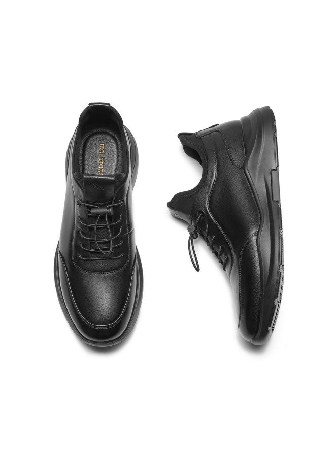 RED DRAGONFLY أحذية رجالية كاجوال من الجلد للخريف والشتاء، أحذية مريحة ذات نعل سميك وأشرطة مرنة للتنقل والقيادة وممارسة الرياضة - Image 5