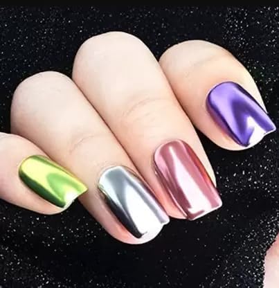 Brille Bee 12 Colors Super Thin Mirror Effect Nail Art Chrome Powder  Holographic Pigment for Stunning Nail Designs Easy Application for DIY Manicure Art - Image 3