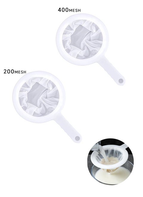 Nylon Fine Mesh Strainer, Plastic Sieve Fine Mesh with Handle, Nylon Mesh 200 400 Mesh