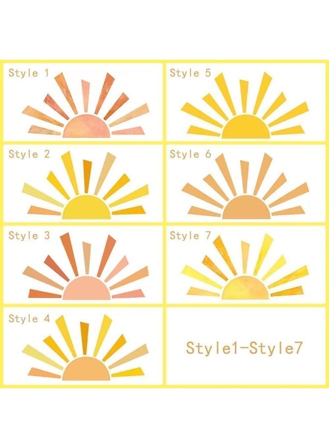Denylo pro 42 x 23.5 Inch Boho Half Sun Wall Decals Watercolor Sun Murals Modern Wall Decals Vinyl Sun Wall Decals Removable Peel and Stick Wall Stickers for Classroom Living Room Bedroom Playroom Decor - Image 5