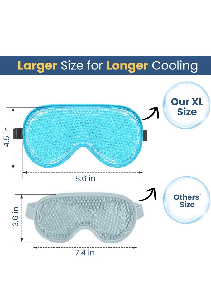 BeeVines BeeVines Gel Eye Mask, 2 Pack XL Jumbo Size Cooling Ice Masks for Puffy Eyes for Men & Women, Cold & Warm Compress for Post Surgery, Puffiness, Allergies, Sinuses & Migraines - Image 2