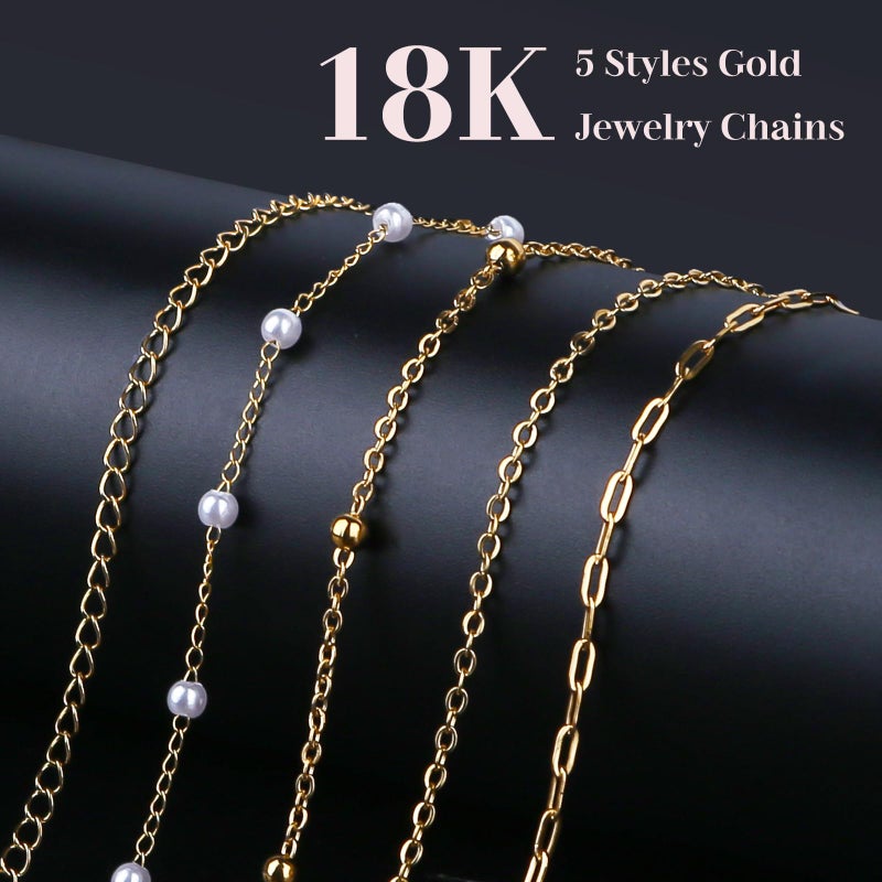 Ecoofor 18K Gold Jewelry Making Kit with Gift Box - 16.6ft 5 Rolls DIY Bracelet & Necklace Chains with 136 Pendants, Jump Rings, Lobster Clasps, Jewelry Pliers & Charm Making Kit, Christmas Gift - Image 2