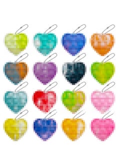 1 x 5 pcs Mini Square Keychain Pop It Fidget Toy Heart-shaped 5cm (send bead chain)