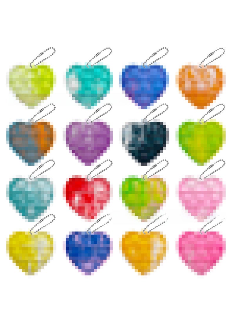 Generic - 1 x 5 pcs Mini Square Keychain Pop It Fidget Toy Heart-shaped 5cm (send bead chain) - Image 1