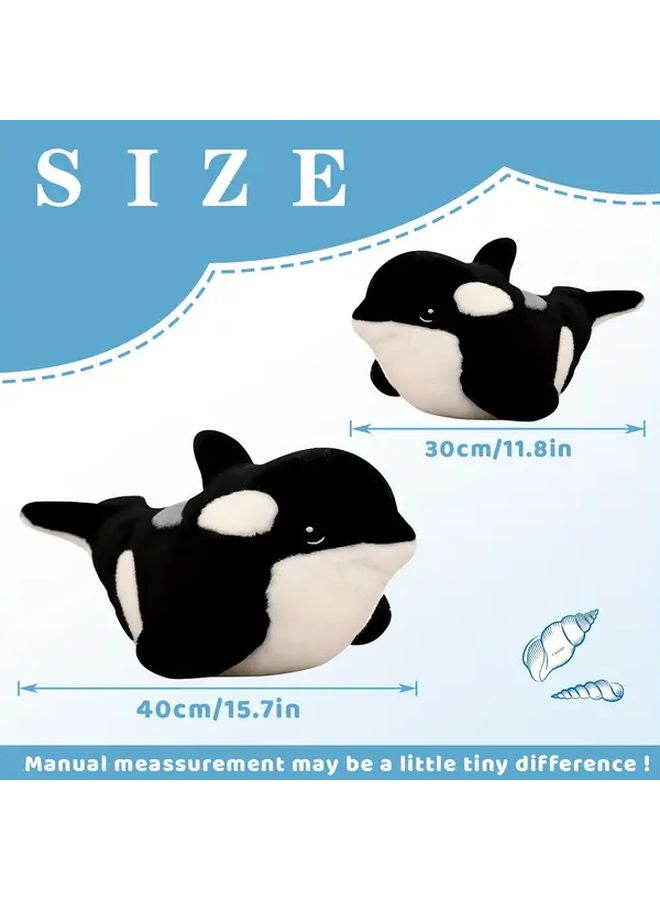 Small Killer Whale Plush Toy Soft Stuffed Animal Embroidered Eye Fluffy Home Decor Gift - Image 3