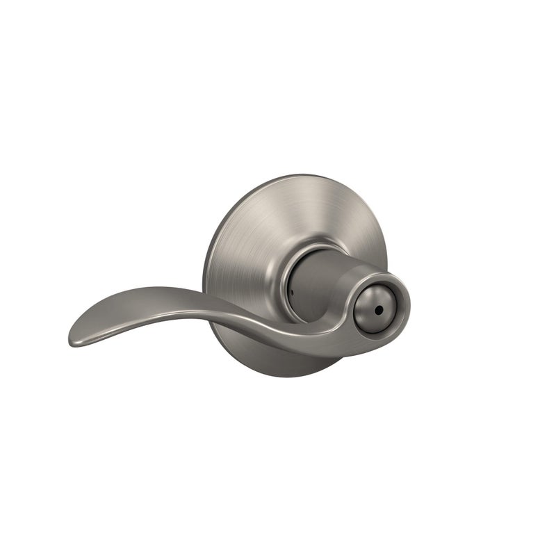 Schlage F40 V Acc 619 Accent Door Lever  Bed & Bath Privacy Lock  Satin Nickel  5.5""L X 2.25""W - Image 1