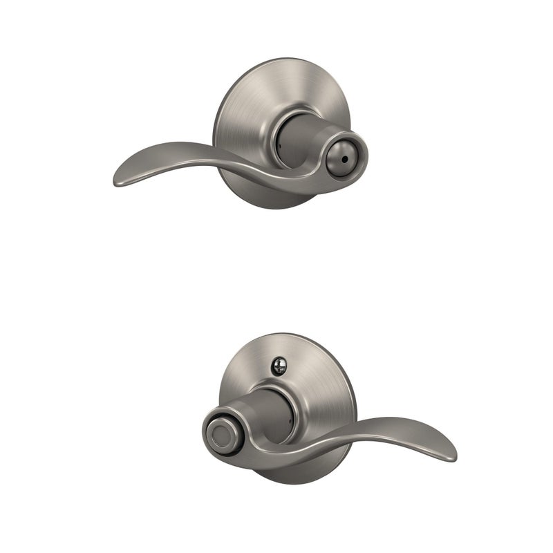 Schlage F40 V Acc 619 Accent Door Lever  Bed & Bath Privacy Lock  Satin Nickel  5.5""L X 2.25""W - Image 3