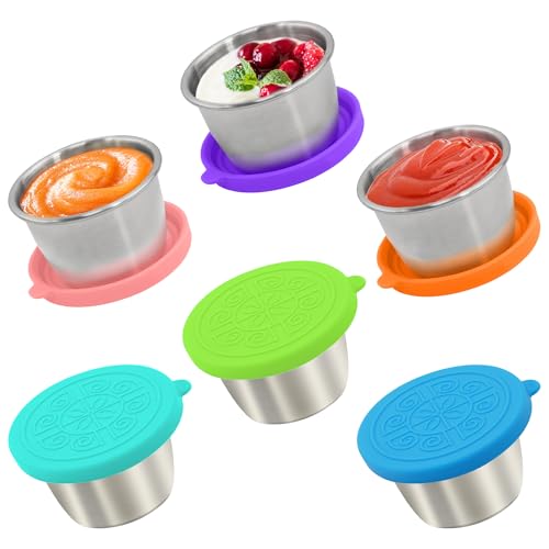 Qukaka 6x2.7 Oz Salad Dressing Container to Go,Handy Leakproof Stainless Steel Meal Prep Containers Reusable,Sauce Containers for Lunch Box, Picnics, Travel, Office and Kitchen Storage - Image 1
