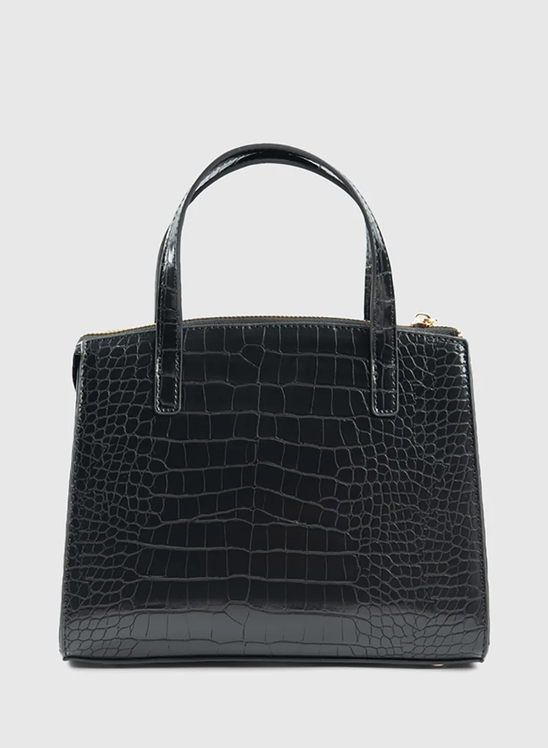BEVERLY HILLS POLO CLUB Croc Textured Satchel Bag