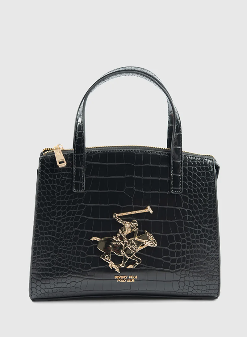 BEVERLY HILLS POLO CLUB Croc Textured Satchel Bag